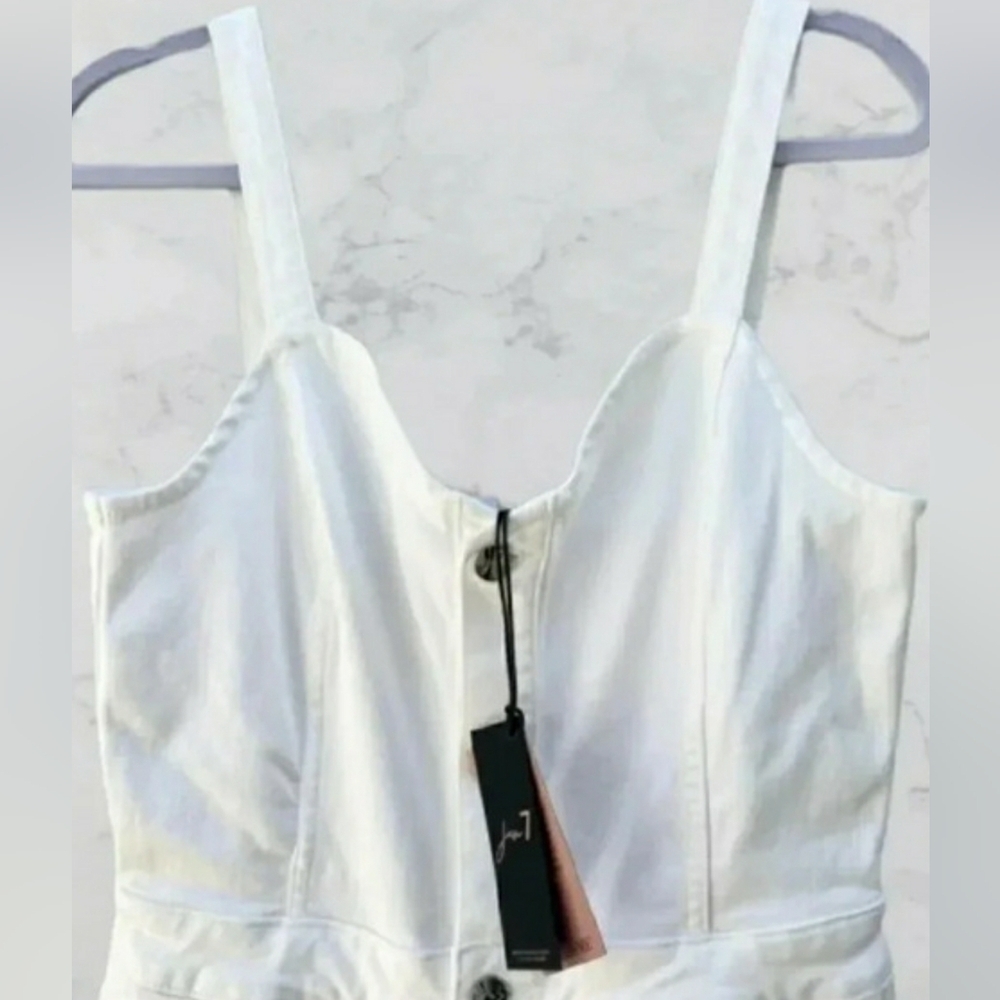 Retro XL Boho Wide Leg Boilersuit White Cotton Sculpting Panel Cropped New - Picture 9 of 10